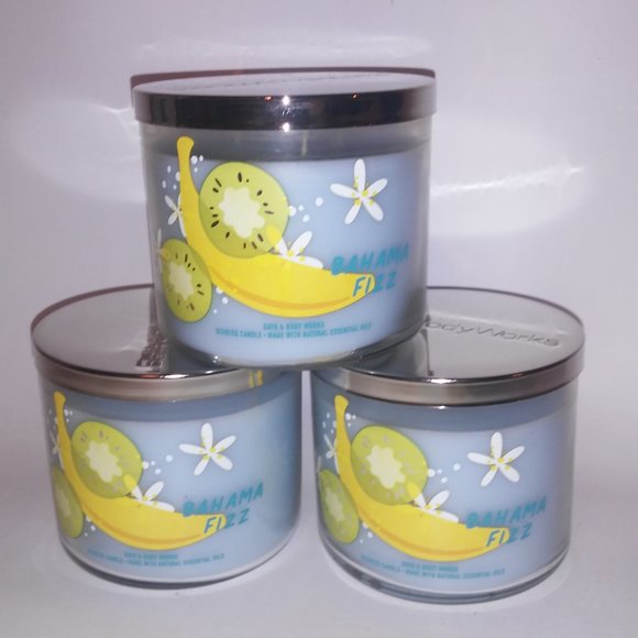 Set of 3 Bath &‎ Body Works Scented Candle 3 Wick Bahama Fizz - Picture 3 of 7